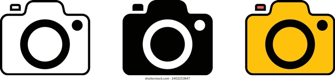 Camera icon lined, isolated and colored version. Photo and picture icon symbol. Vector illustration
