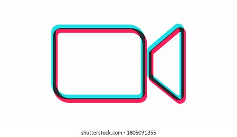 Camera icon. Live media streaming application. A color camera icon drawn in a flat style and isolated on a white background. Vector illustration