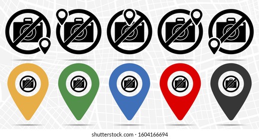 Camera icon in location set. Simple glyph, flat illustration element of universal theme icons
