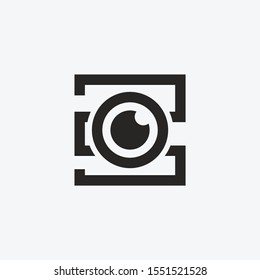 Camera icon logo design outline flat vector.