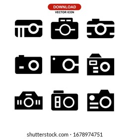 Kamerasymbol oder Logo einzeln auf Zeichen, Vektorgrafik - Sammlung hochwertiger Vektorsymbole in schwarzem Stil
