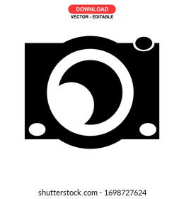 icono de cámara o logotipo símbolo de signo aislado ilustración vectorial - iconos vectoriales de estilo negro de alta calidad
