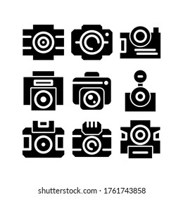 Kamerasymbol oder Logo einzeln auf Zeichen, Vektorgrafik - Sammlung hochwertiger Vektorsymbole in schwarzem Stil

