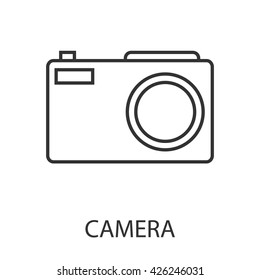 Camera icon or logo line art style. Vector Illustration.