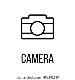 Camera icon or logo in modern line style. High quality black outline pictogram for web site design and mobile apps. Vector illustration on a white background. 