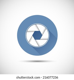 Camera icon with long shadow