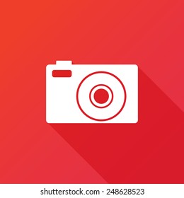 Camera icon. Long shadow