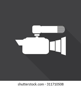 camera icon with long shadow.