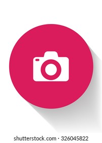 camera icon with long shadow.