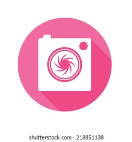 Camera icon long shadow hipster symbol flat. Vector illustration