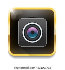 Camera icon With long shadow over app button
