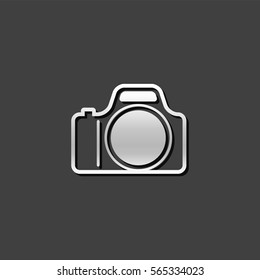 Camera icon in metallic grey color style. Digital photography professional