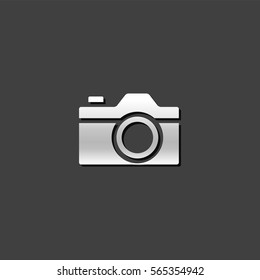 Camera icon in metallic grey color style. Digital photography snapshot