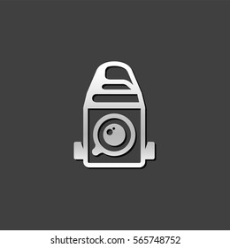 Camera icon in metallic grey color style. Vintage retro photography