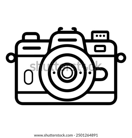 Camera icon or modern line symbol. Vector line art and icon design with bold outline. Black and white Pixel Perfect minimalistic symbol isolated white background. Silhouette simple thin sign