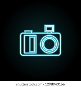 Camera icon in neon style. Simple thin line, outline vector of Summer icons for UI and UX, website or mobile application