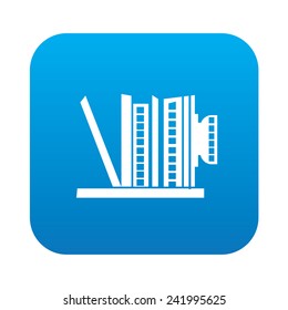 Camera icon on blue button,clean vector