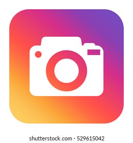 Camera icon on colorful gradient background. Flat vector illustration.