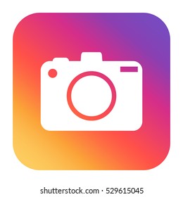 Camera icon on colorful gradient background. Flat vector illustration.