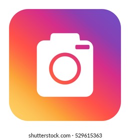 Camera icon on colorful gradient background. Flat vector illustration.