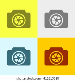 Camera Icon on Four Different Backgrounds. Eps-10.