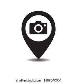 Camera icon on the map pin. The camera pin addresses the location that is allowed to take pictures.