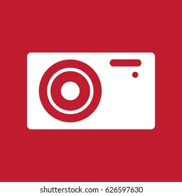 Camera icon on red background