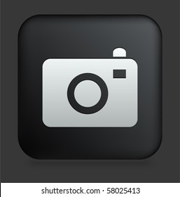 Camera Icon on Square Black Internet Button Original Illustration