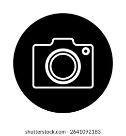 Camera icon on transparent background for summer vacation concept, A sleek black camera outline captures modern photography with its iconic shape design.