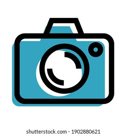 Camera icon on a white background. Graphic element for design. Vector isolated illustration.