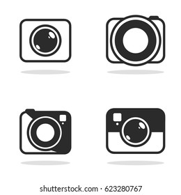 Camera icon on white background, flat style.