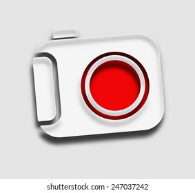 Camera Icon on white button original illustration. 