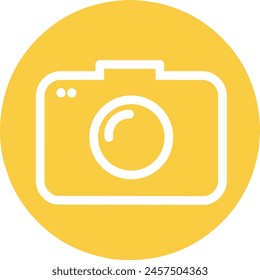 Camera icon on yellow background.  stock illustration