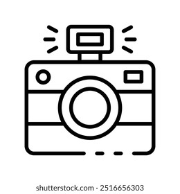 camera icon. Outline style design isolated on white background