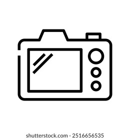 camera icon. Outline style design isolated on white background