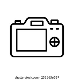camera icon. Outline style design isolated on white background