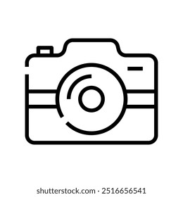 camera icon. Outline style design isolated on white background