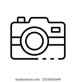 camera icon. Outline style design isolated on white background