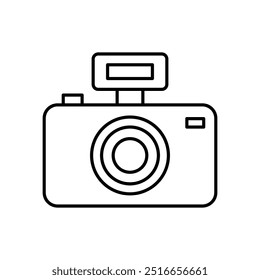 camera icon. Outline style design isolated on white background