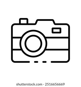 camera icon. Outline style design isolated on white background