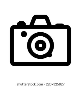 camera icon, outline style, editable vector