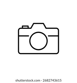 Camera icon with outline style showing professional photography on a white background, useful for websites, applications, and graphic design needs.