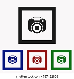 Camera icon. Photo icon. Button. Vector Illustration