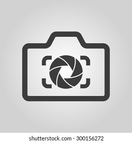 The camera icon. Photo and diaphragm, photographer, photographic symbol. Flat Vector illustration