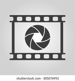 The camera icon. Photo and diaphragm, photographer, film symbol. Flat Vector illustration