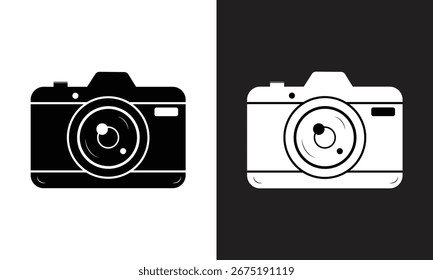Kamerasymbol. Fotokamera im flachen Stil. Fotografie Kamera Linie Kunst Symbol für Apps und Websites