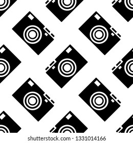 Camera Icon, Photo Camera Icon Seamless Pattern Vector Art Illustration
