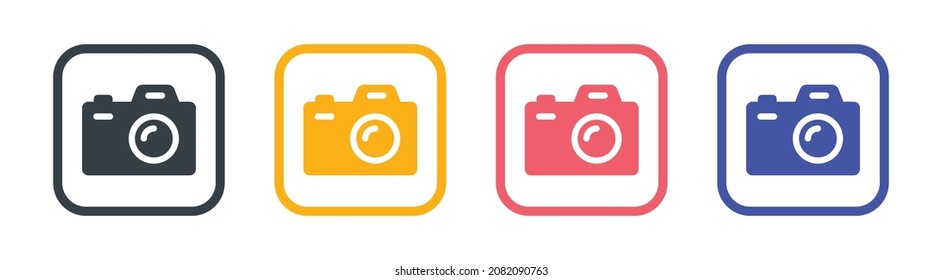 Icono de cámara. Icono de cámara fotográfica aislado en fondo blanco.