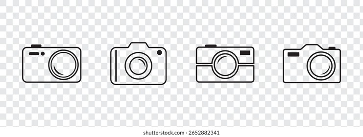 Icono de la cámara, icono de la línea de la cámara de fotos, Ilustración vectorial del símbolo de la cámara