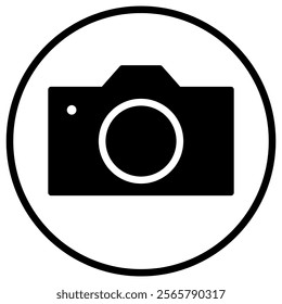 Camera icon, photo snapshot capture photograph shutter flash digital app modern minimalist symbol outline vector graphic icon flat style